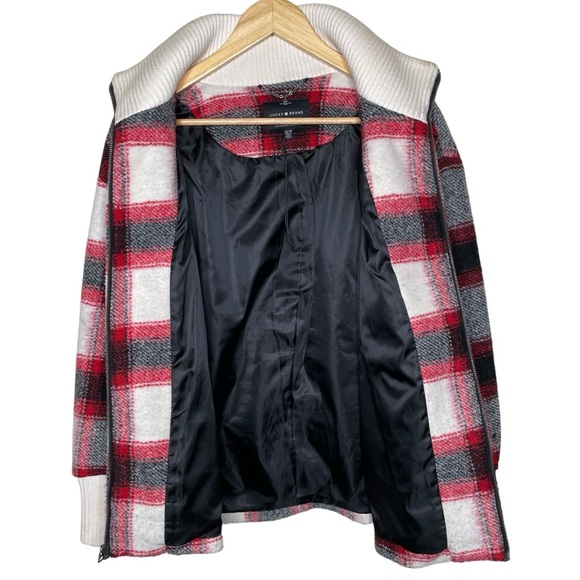 Lucky Brand Wool Oversized Buffalo Checker Plaid Zip Jacket Shacket - Picture 15 of 16